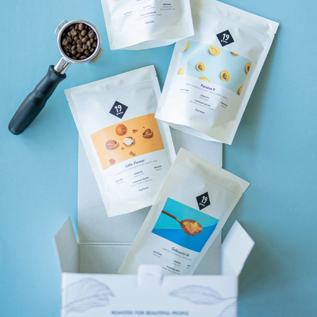 19grams Espresso Probier-Geschenkbox mit mehreren Specialty Coffee Sorten – Kaffeebeutel Probierset als Geschenk von 19grams Coffee Roasters Berlin