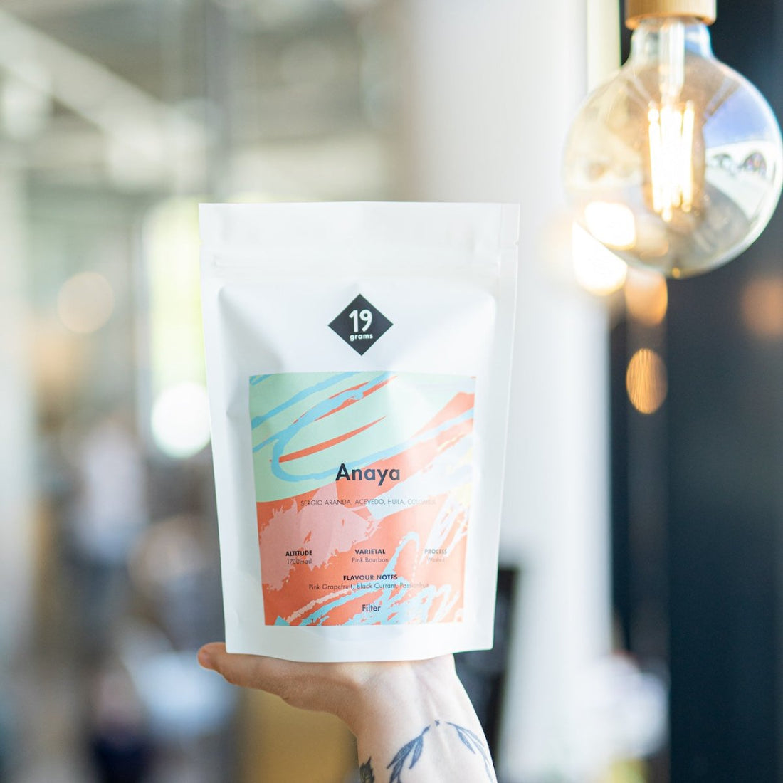 19grams Anaya - Kolumbien Rare Filter 250g auf Hand präsentiert