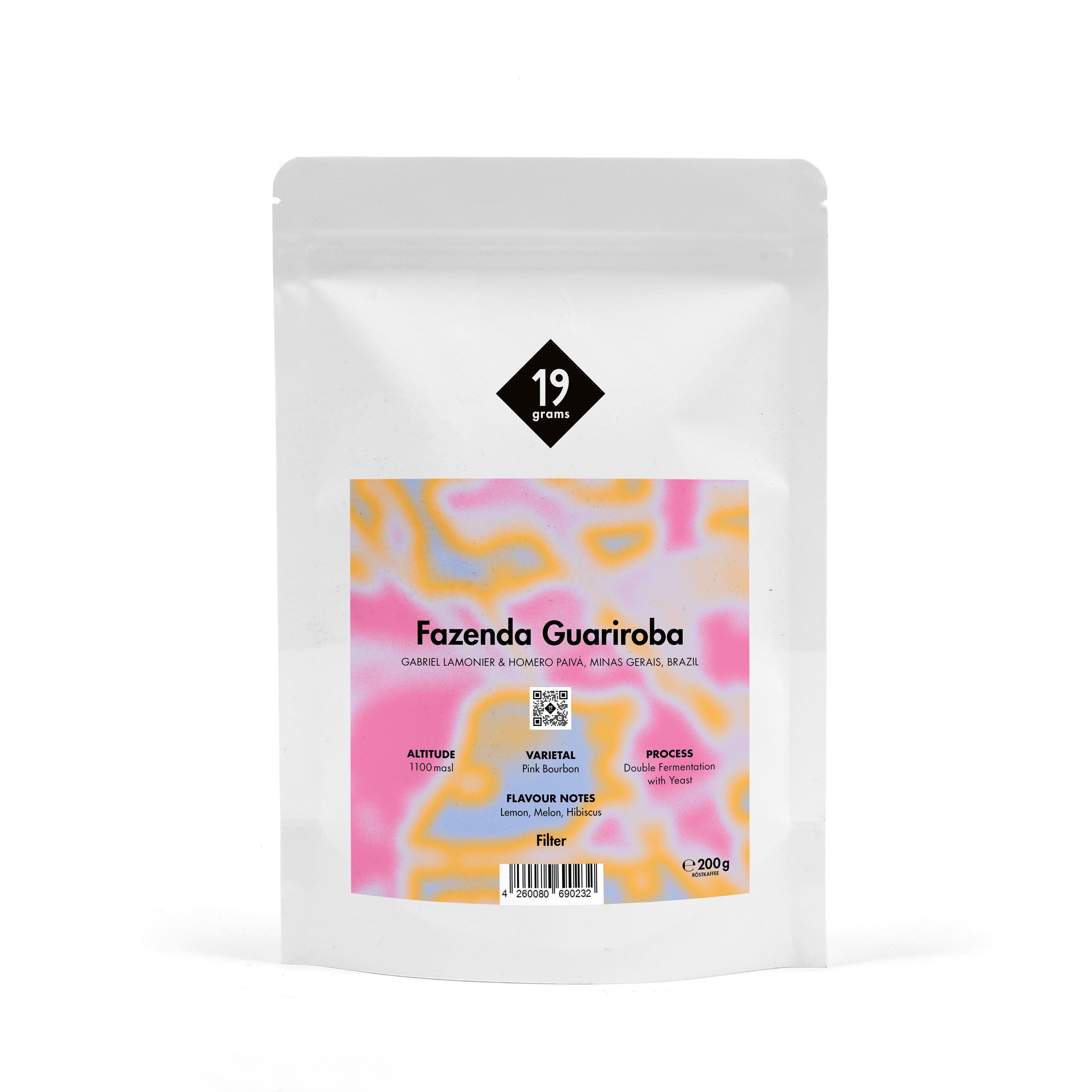 19grams Fazenda Guariroba Brasilien Filter Kaffeebeutel – Pink Bourbon, Double Fermentation, Specialty Coffee 200g