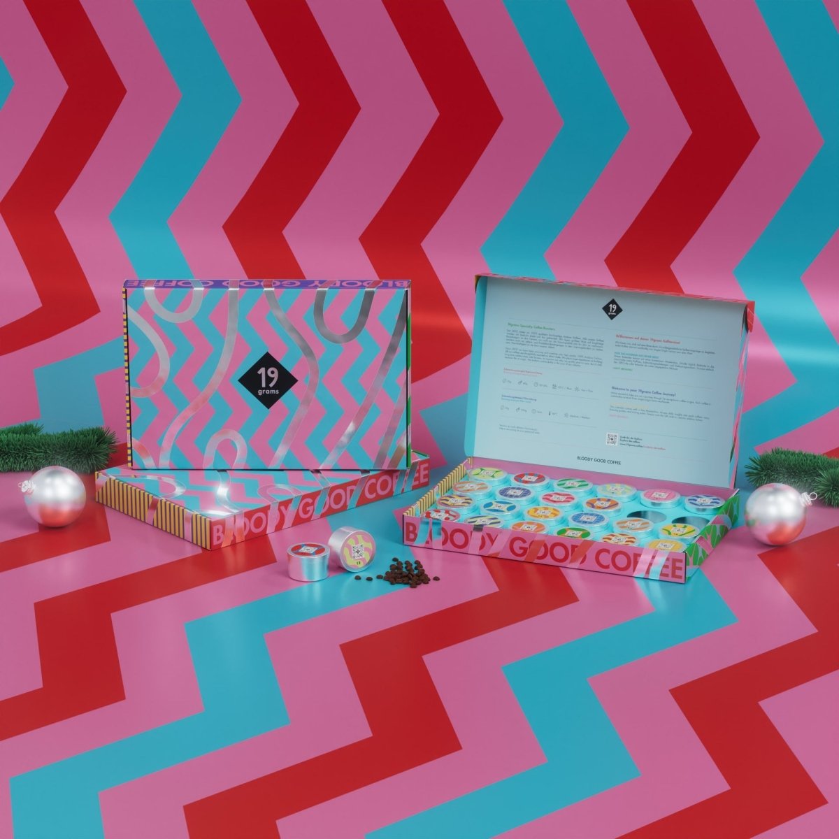 19grams Berlin Specialty Coffee Adventskalender - Premium Kaffee Geschenkset mit 24 verschiedenen Kaffeesorten in weihnachtlicher Verpackung