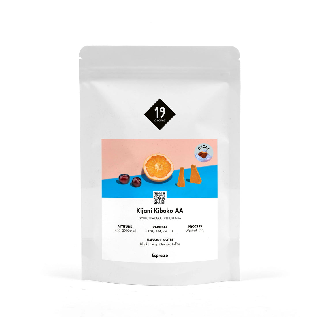19grams Kijani Kenia Decaf Espresso Kaffeebeutel – koffeinfreier Specialty Coffee aus Kenia, geröstet von 19grams Coffee Roasters Berlin