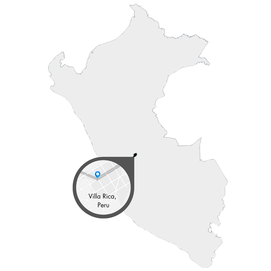Karte von Peru mit Vergrößerung des Ortes Villa Rica