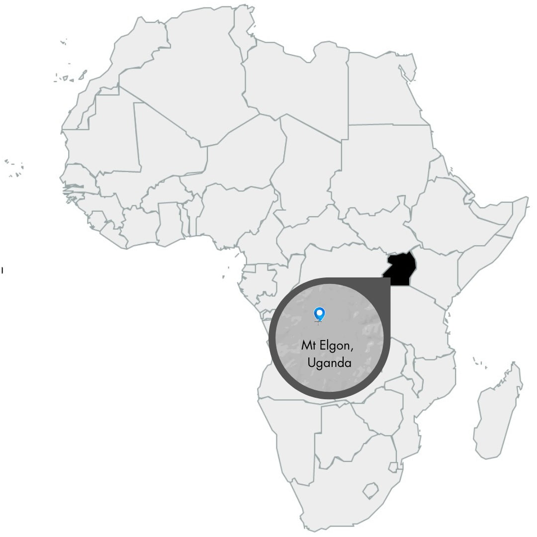 Karte von Afrika mit Vergrößerung von Mt. Elgon in Uganda
