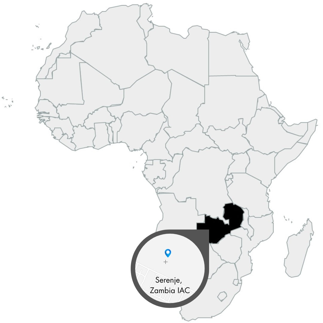 Karte von Afrika mit Vergrößerung von Serenje in Sambia