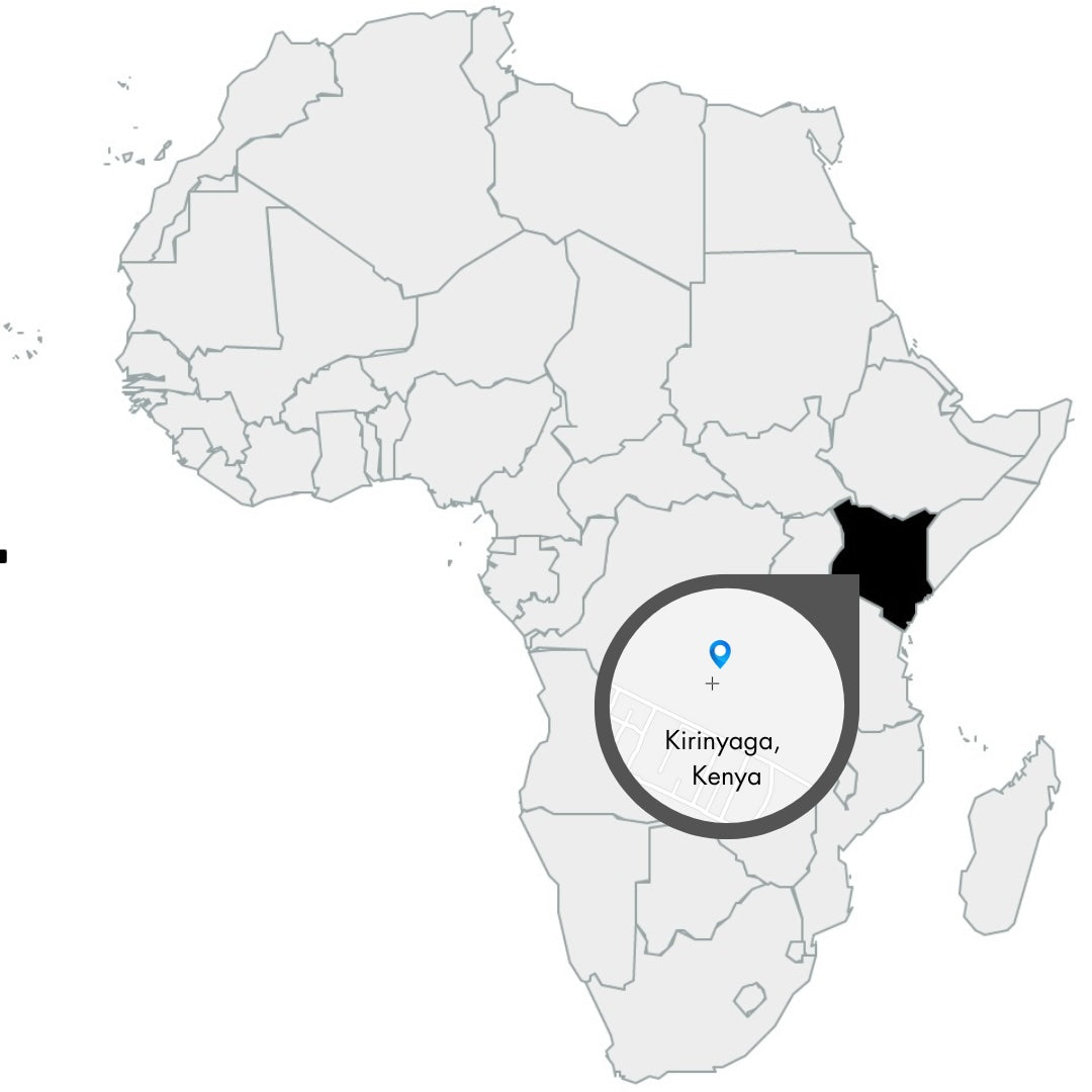 Karte von Afrika mit Vergrößerung von Kirinyaga aus Kenia