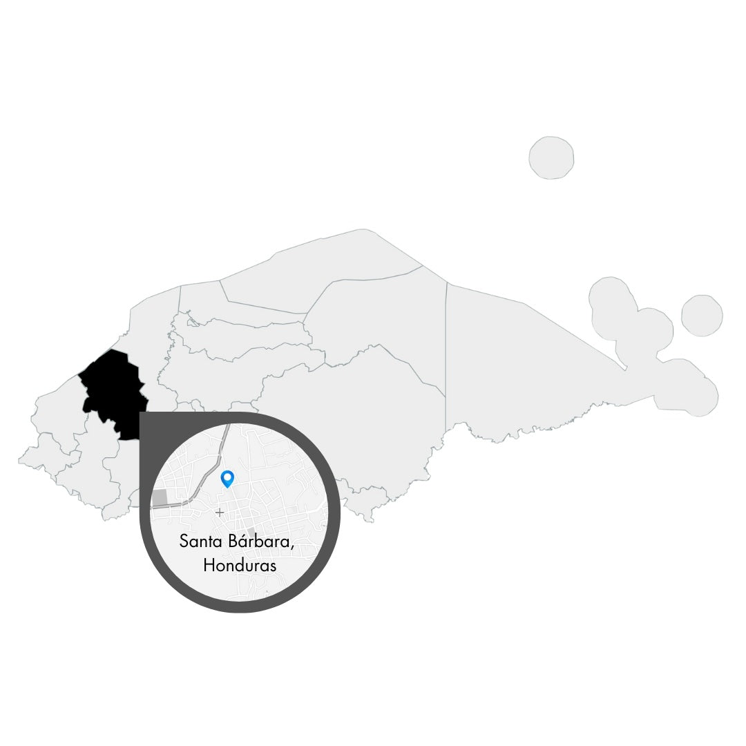 Karte von Honduras mit Vergrößerung von Santa Bárbara