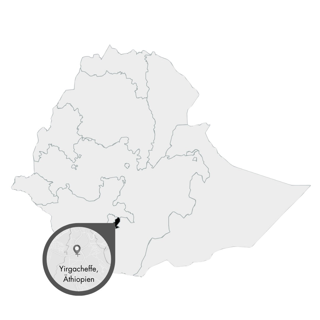 Karte mit Äthiopien mit Yiegacheffe angezeigt.