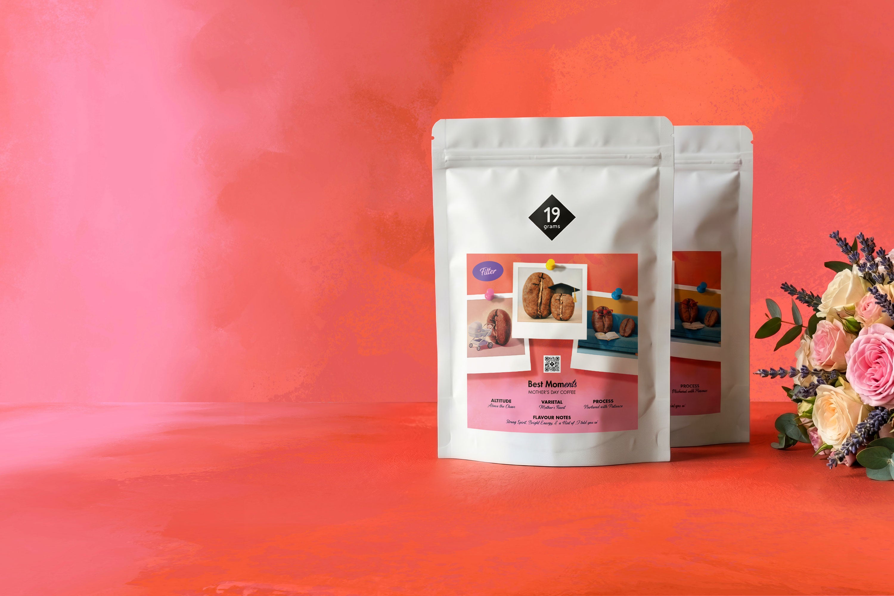 19grams Muttertag Geschenkidee - Specialty Coffee Banner mit Kaffeebohnen und Blumen, Geschenk zum Muttertag von 19grams Coffee Roasters Berlin