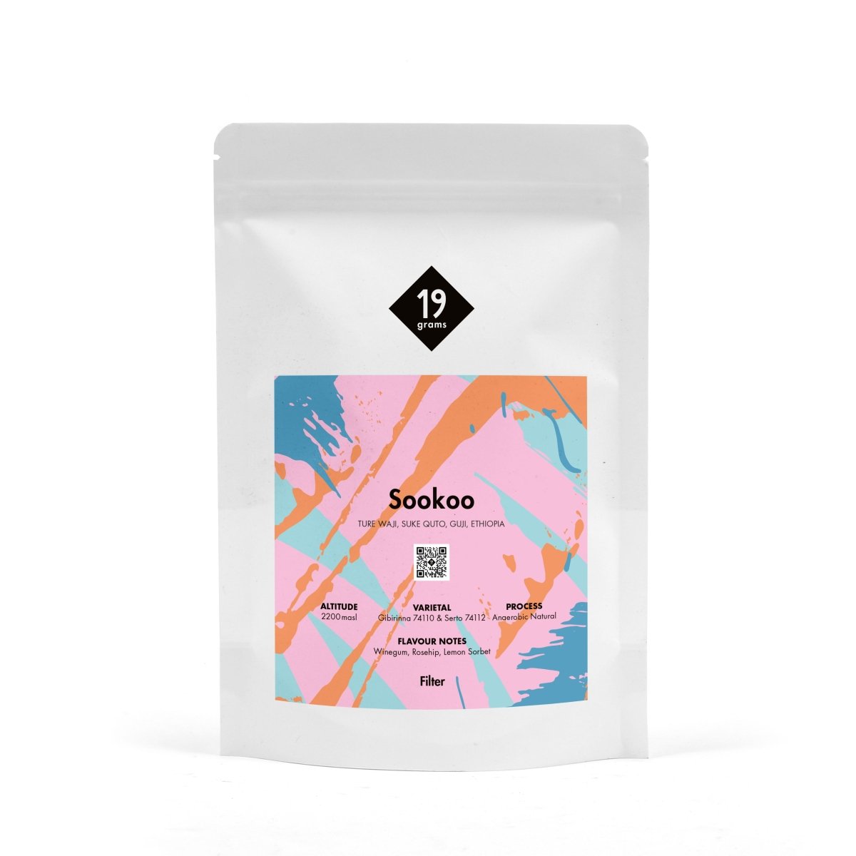 Sookoo Äthiopien Filterkaffee von 19grams - Specialty Coffee aus 2600m Höhe mit Aromaprofil Vinegar, Peach, Citrus Zest