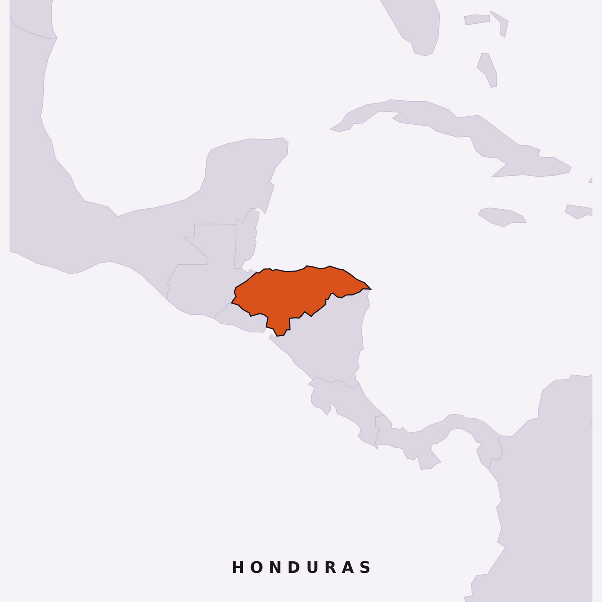 Karte mit hervorgehobenem Anbauland Honduras – Herkunft des Kaffees von 19grams