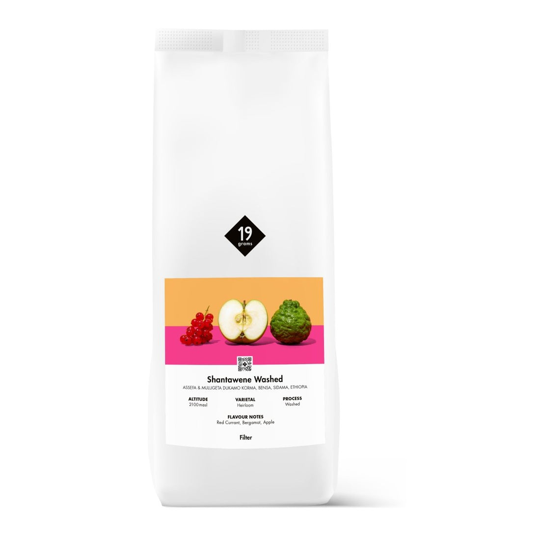 19grams Shantawene Washed Filterkaffee im 1kg Beutel mit Noten von Apfel, Johannesbeeren und Bergamotte