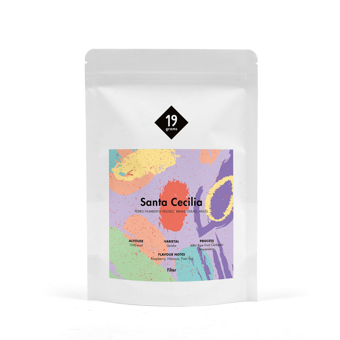 Deine 250g 19grams Santa Cecilia Geisha - 48h Carbonic Maceration - Brasilien Filter Tüte