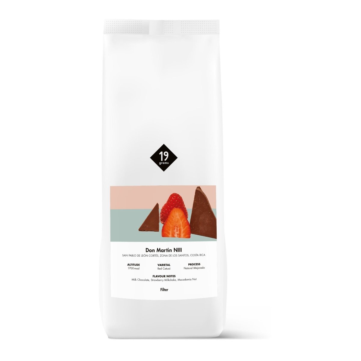 Mockup Vorderseite 19grams Don Martin NIII - Costa Rica Filter 1000g Tüte