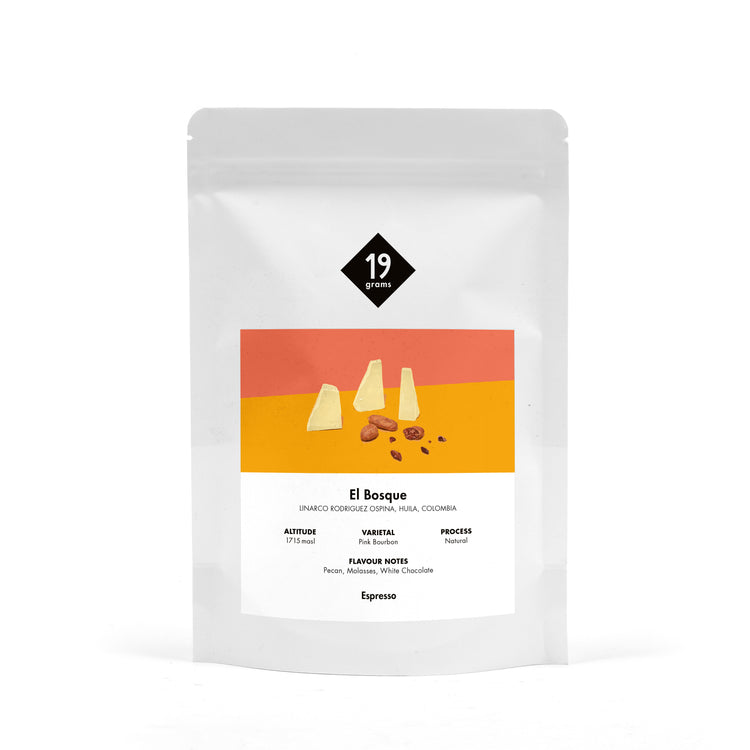 Mockup Vorderseite 19grams El Bosque - Kolumbien Espresso