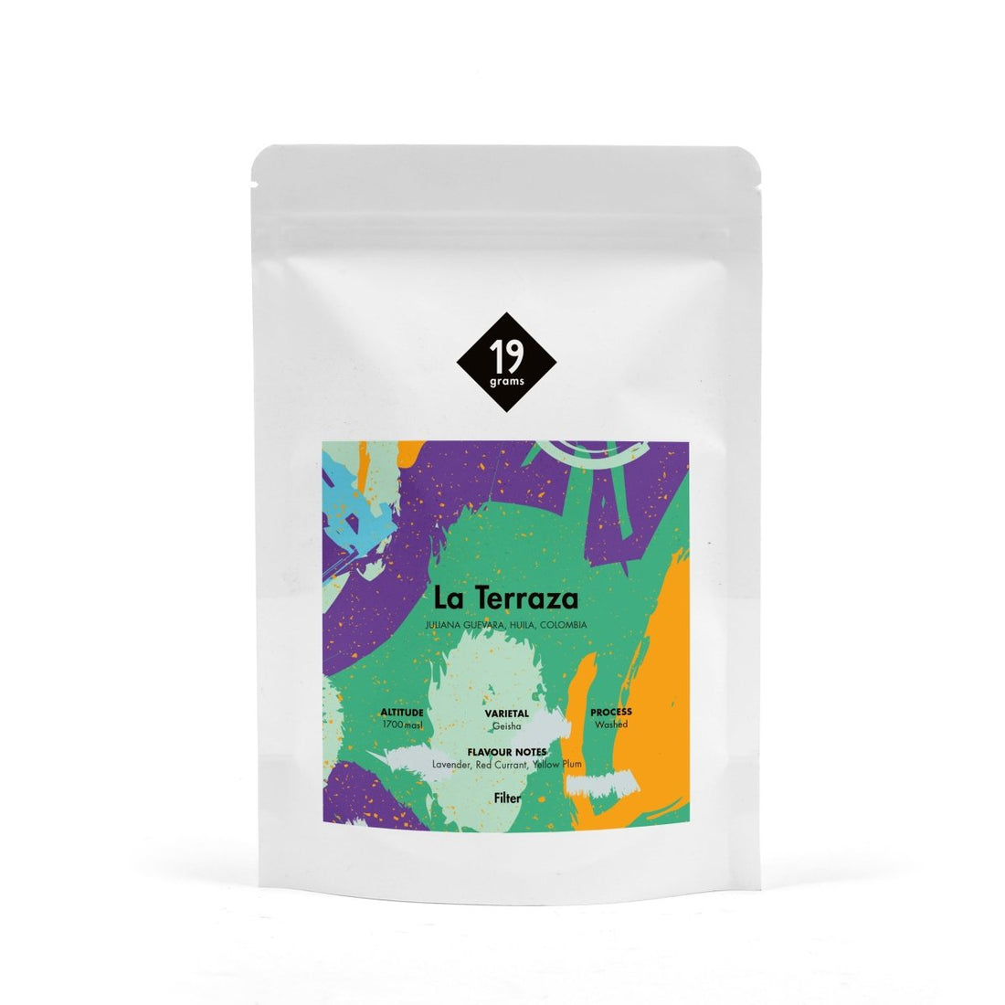 Deine 250g 19grams La Terraza Washed Geisha - Kolumbien Filter Tüte