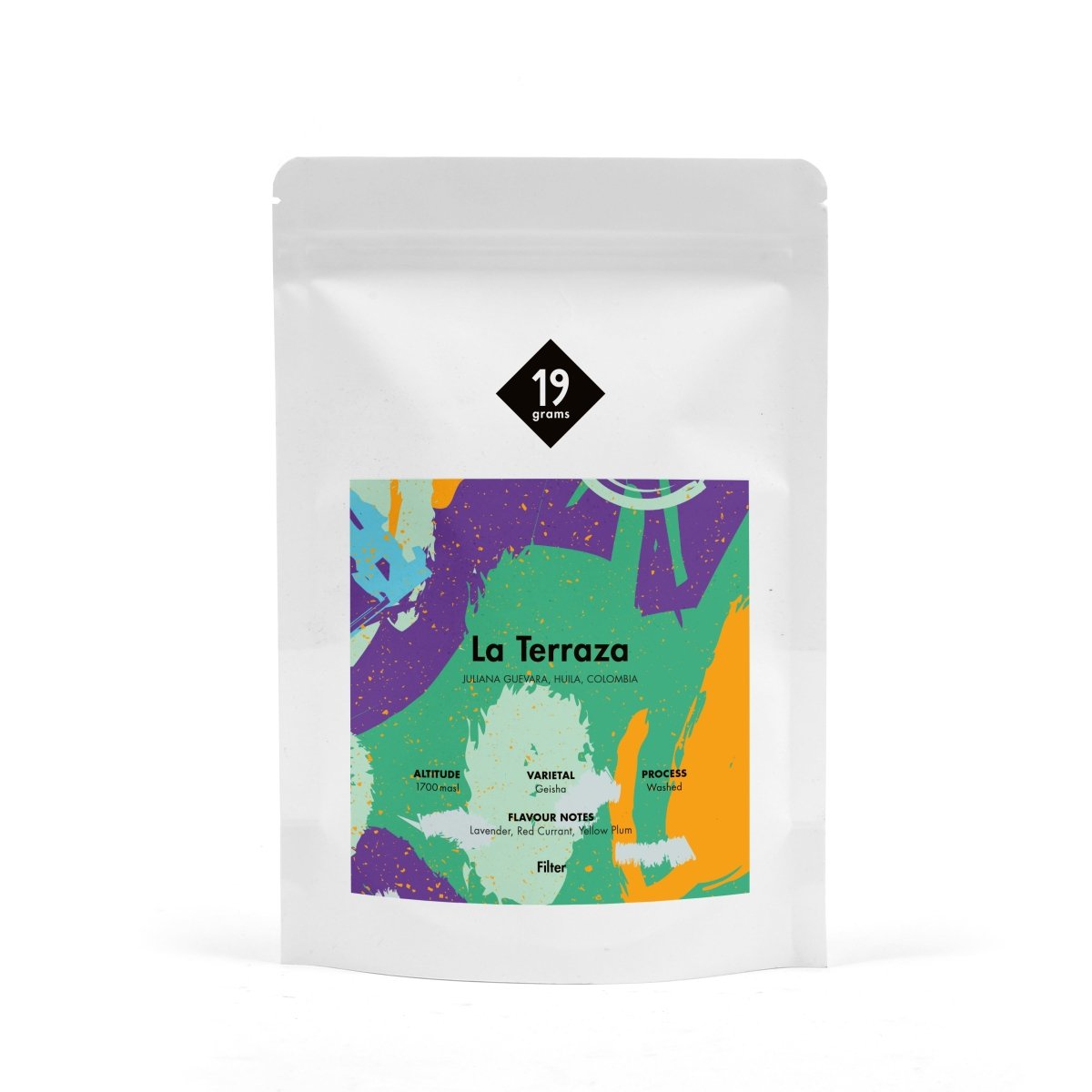 Deine 250g 19grams La Terraza Washed Geisha - Kolumbien Filter Tüte