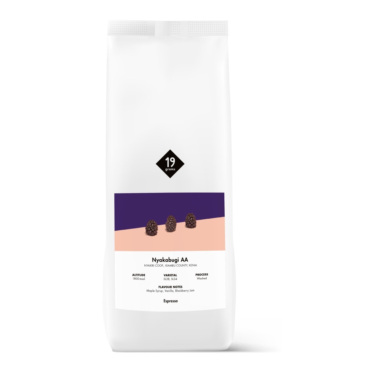 Deine 1000g 19grams Nyakabugi AA - Kenia Espresso Tüte