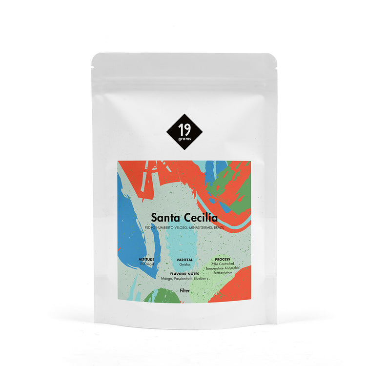 Deine 250g 19grams Santa Cecilia Geisha - 72h Fermentation - Brasilien Filter Tüte