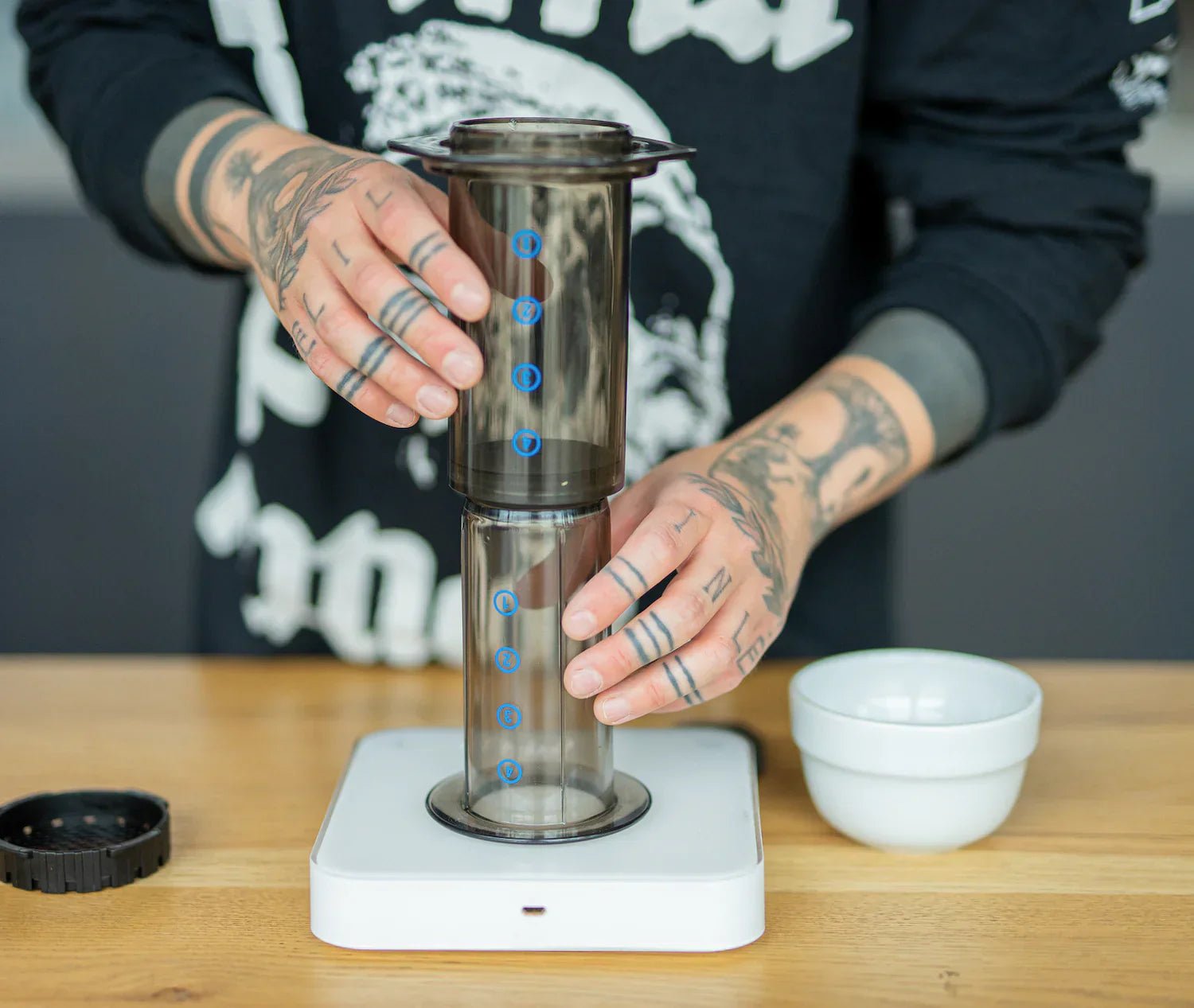 Aeropress auf Waage