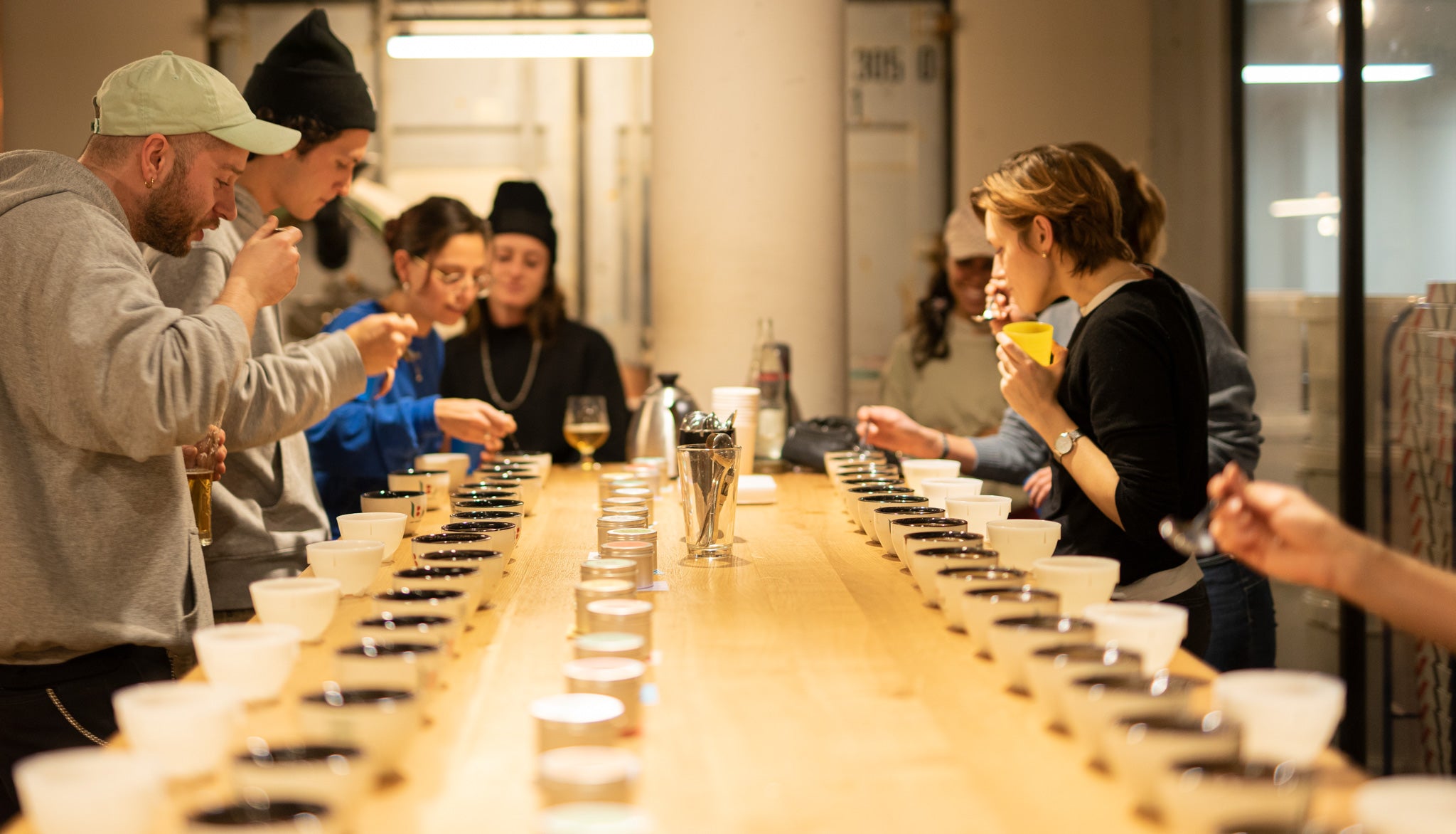 Cupping in the lab of 19grams Alex cafe and Roastery at Alexanderplatz in Berlin