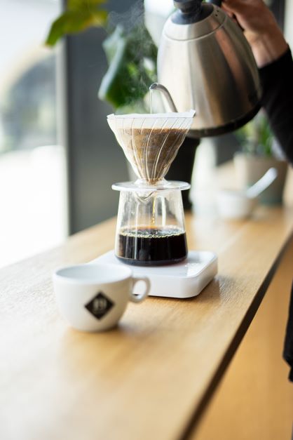 v60 brewed coffee at 19grams cafe in Alexanderplatz