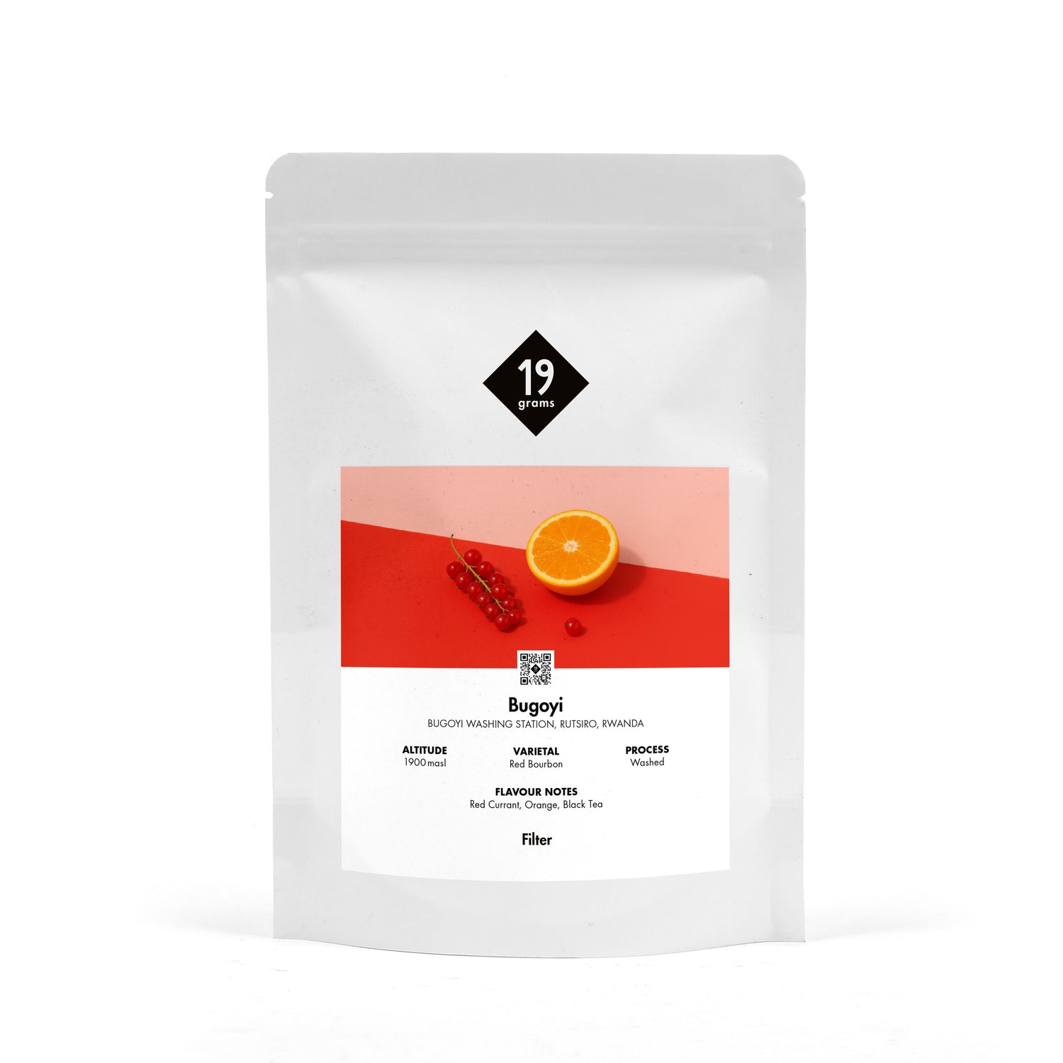 Ein Beutel 19grams Buyogi Filter Kaffee mit Noten von Johannesbeeren, Orange und schwarzem Tee