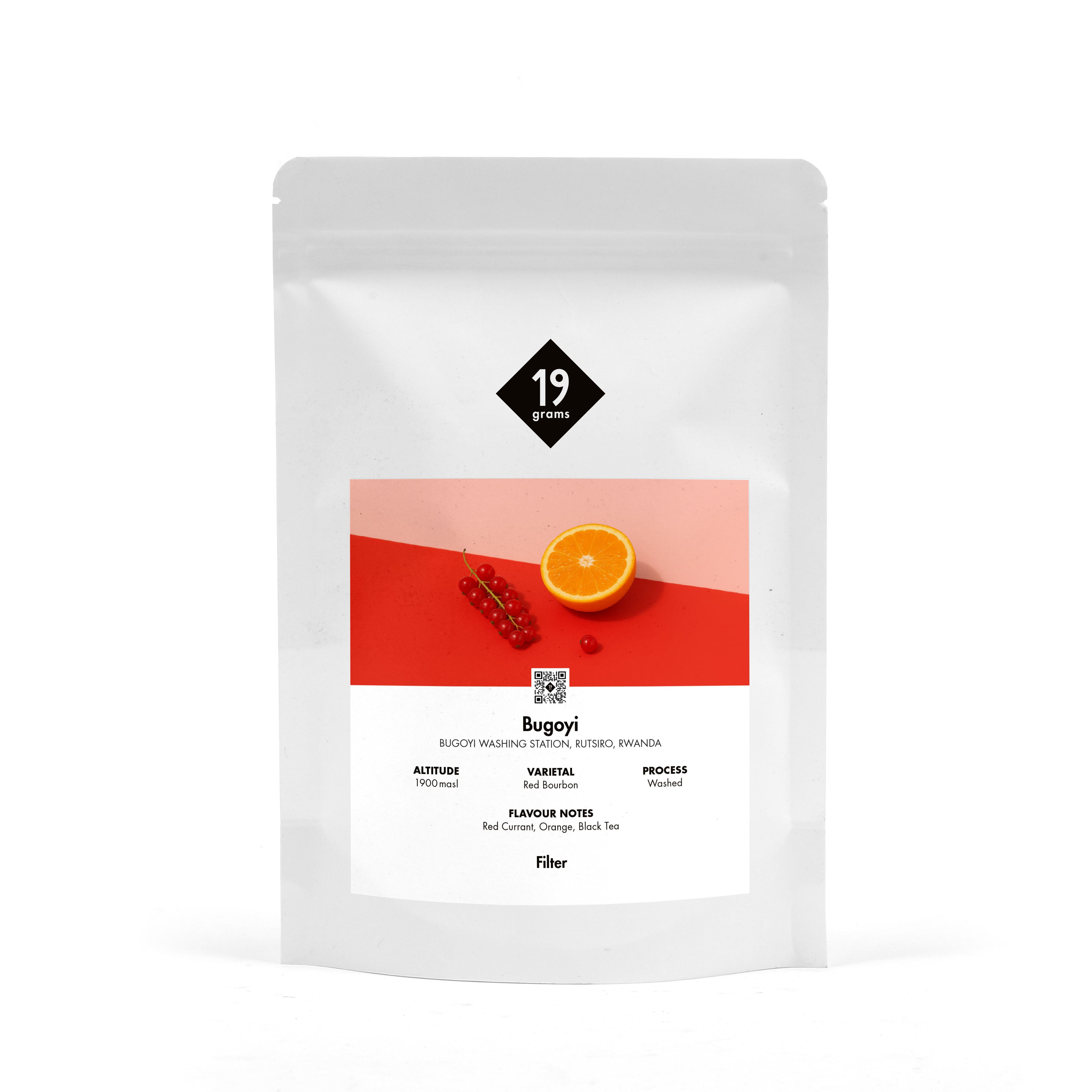 Ein Beutel 19grams Buyogi Filter Kaffee mit Noten von Johannesbeeren, Orange und schwarzem Tee