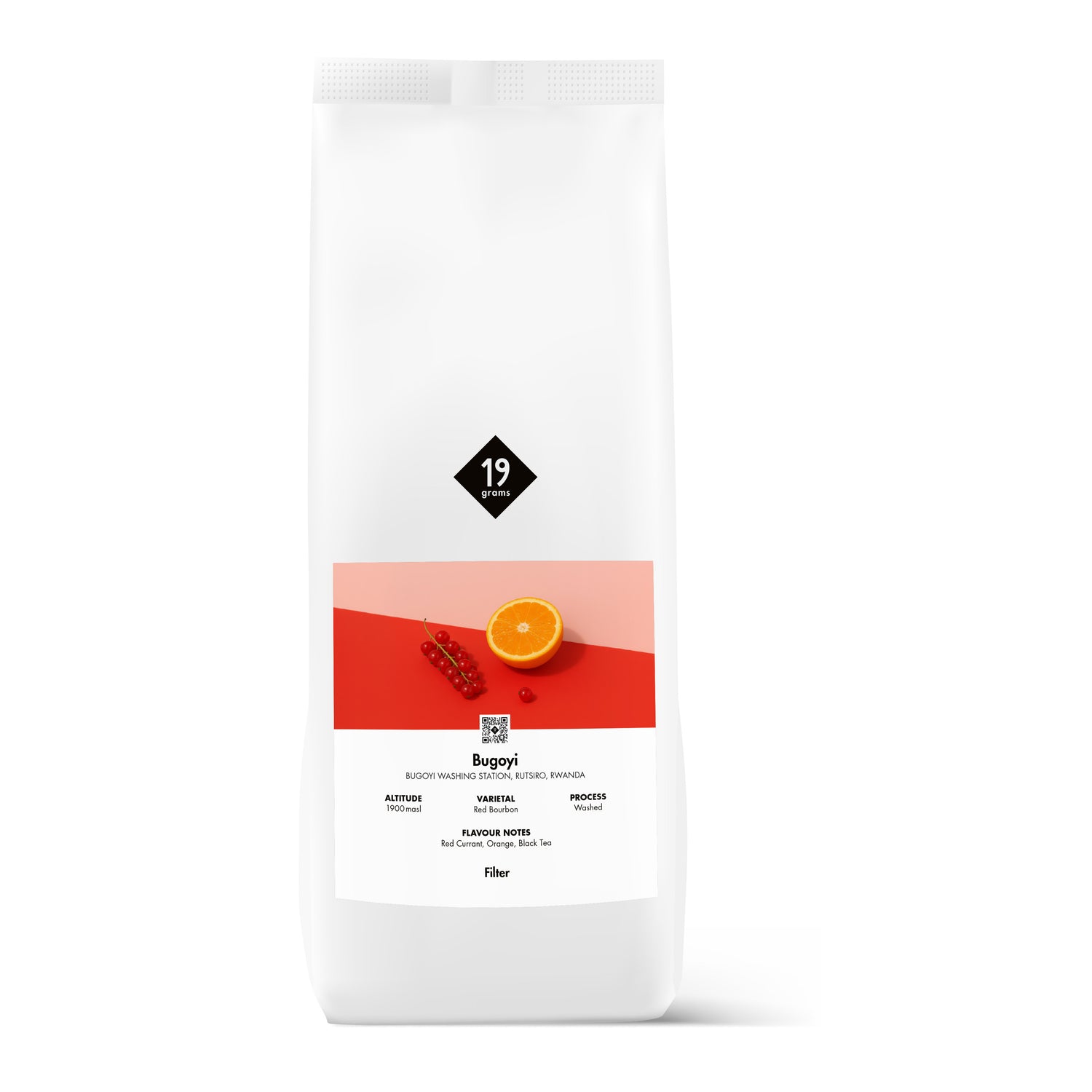 Ein Kilo Beutel 19grams Buyogi Filter Kaffee mit Noten von Johannesbeeren, Orange und schwarzem Tee