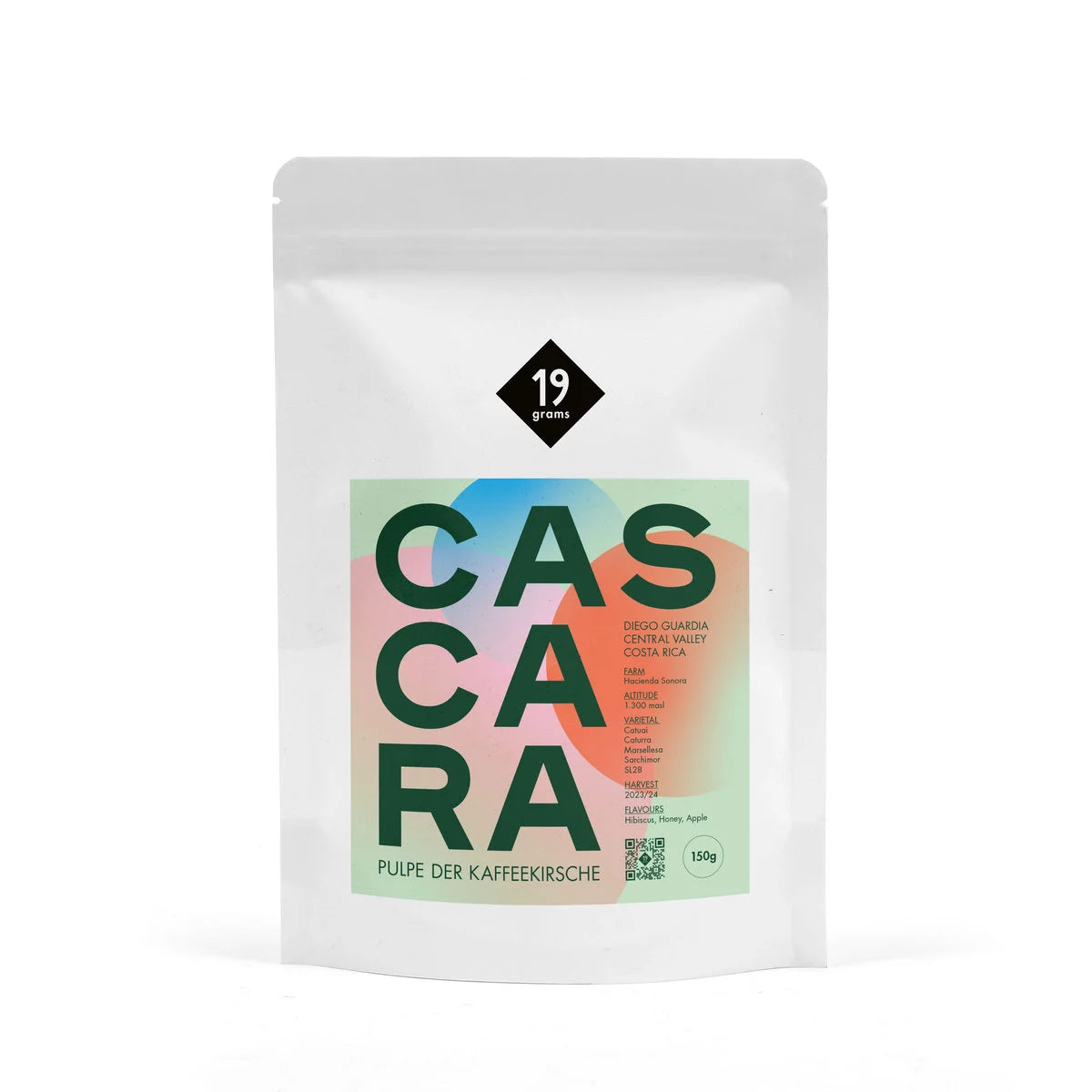 19grams Cascara auf weißem Hintergrund