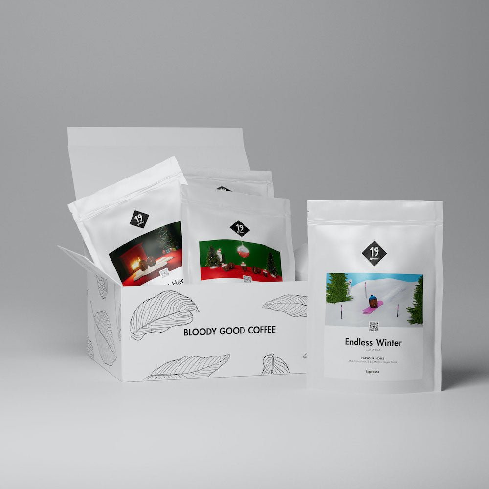 19grams Classic Sonntags Adventskalender in der Geschenk Box mit 4 verschiedenen Kaffees