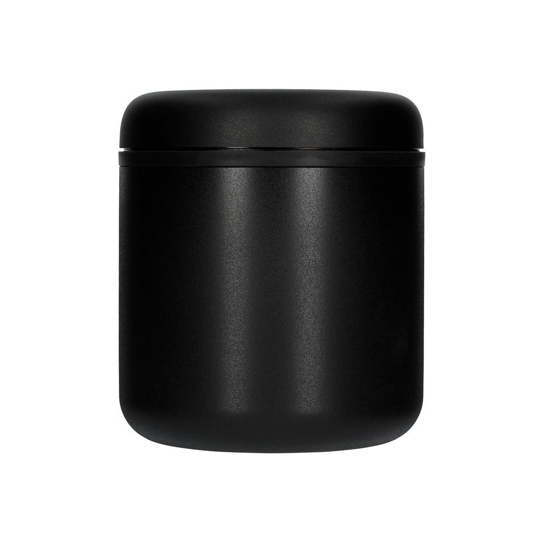 Fellow Atmos Canister Kaffee-Aufbewahrungsdose 700ml Matt-Schwarz – Vakuum-Frischhaltedose Frontansicht, Detailaufnahme im 19grams Shop