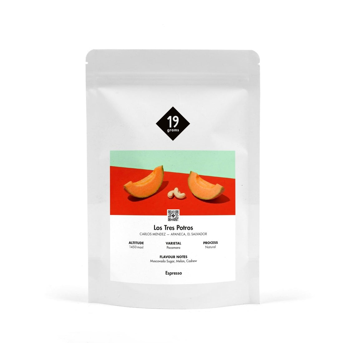 19grams Los Tres Potros Espresso – Pacamara Natural, Apaneca El Salvador – Muscovado Sugar, Melon, Cashew