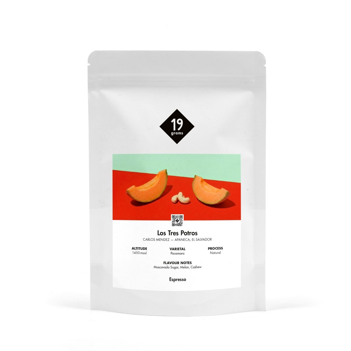 19grams Los Tres Potros Espresso – Pacamara Natural, Apaneca El Salvador – Muscovado Sugar, Melon, Cashew