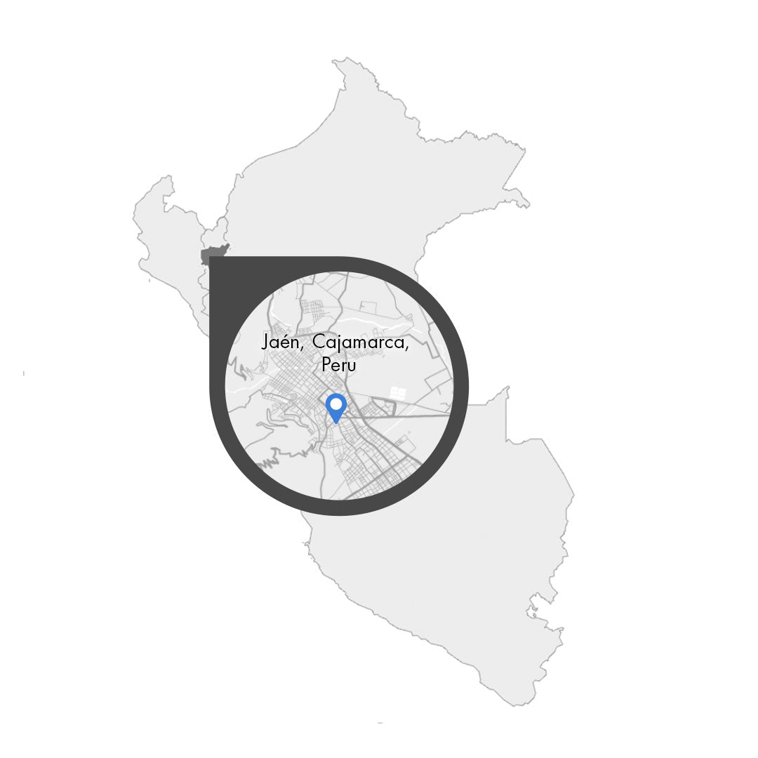 Karte von Peru mit Herkunftsregion Cajamarca – Jaén, Anbaugebiet für 19grams Specialty Coffee
