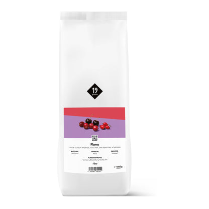 19grams Planes Specialty Coffee Filter – Kaffeebeutel Produktmockup 1000g, Single Origin aus Honduras (Pacas, washed) mit Aromen von Kirsche und Hagebutte, Kaffeerösterei Berlin