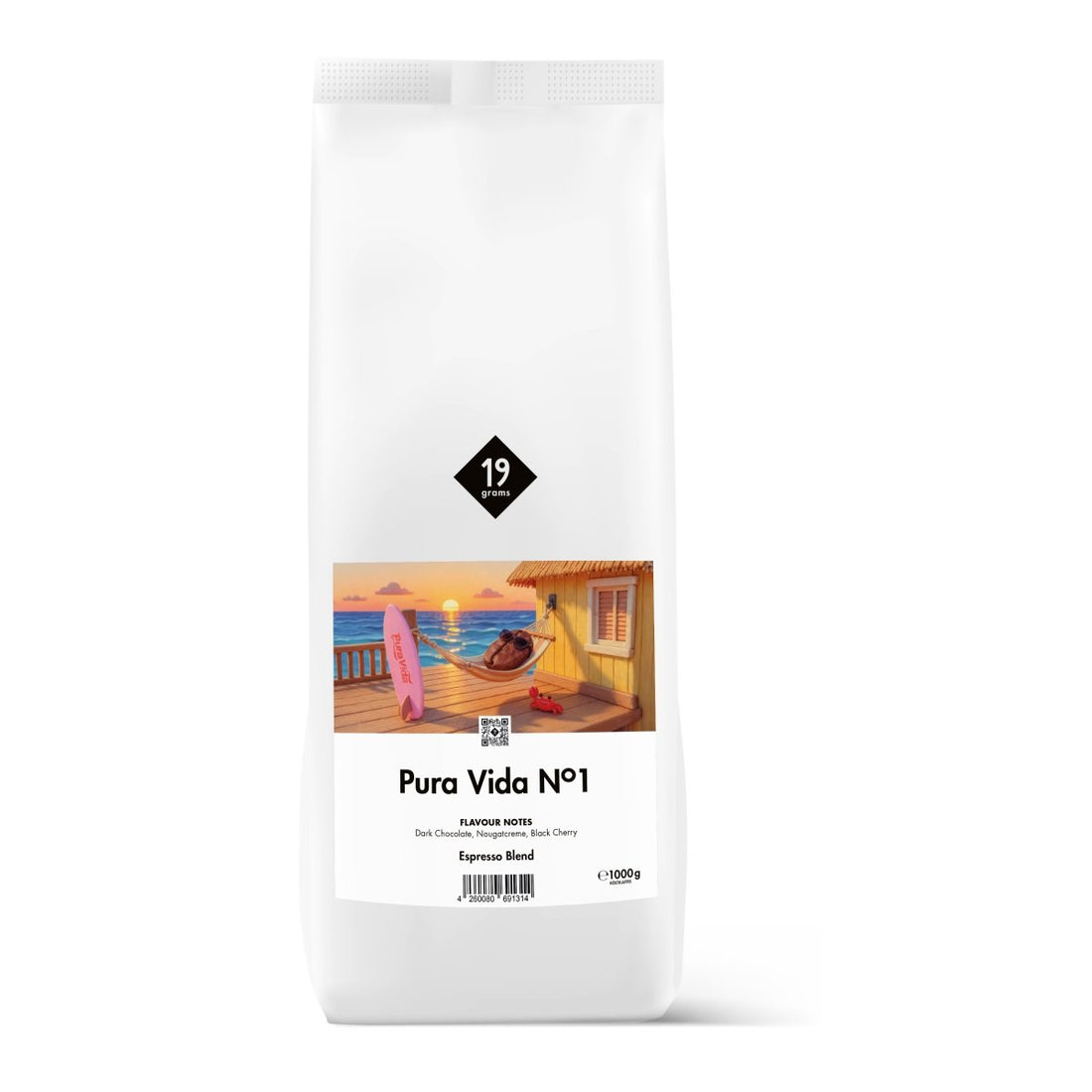 19grams Pura Vida Nº1 Espresso 1kg Kaffeebeutel – Dark Chocolate, Nougat Cream, Black Cherry