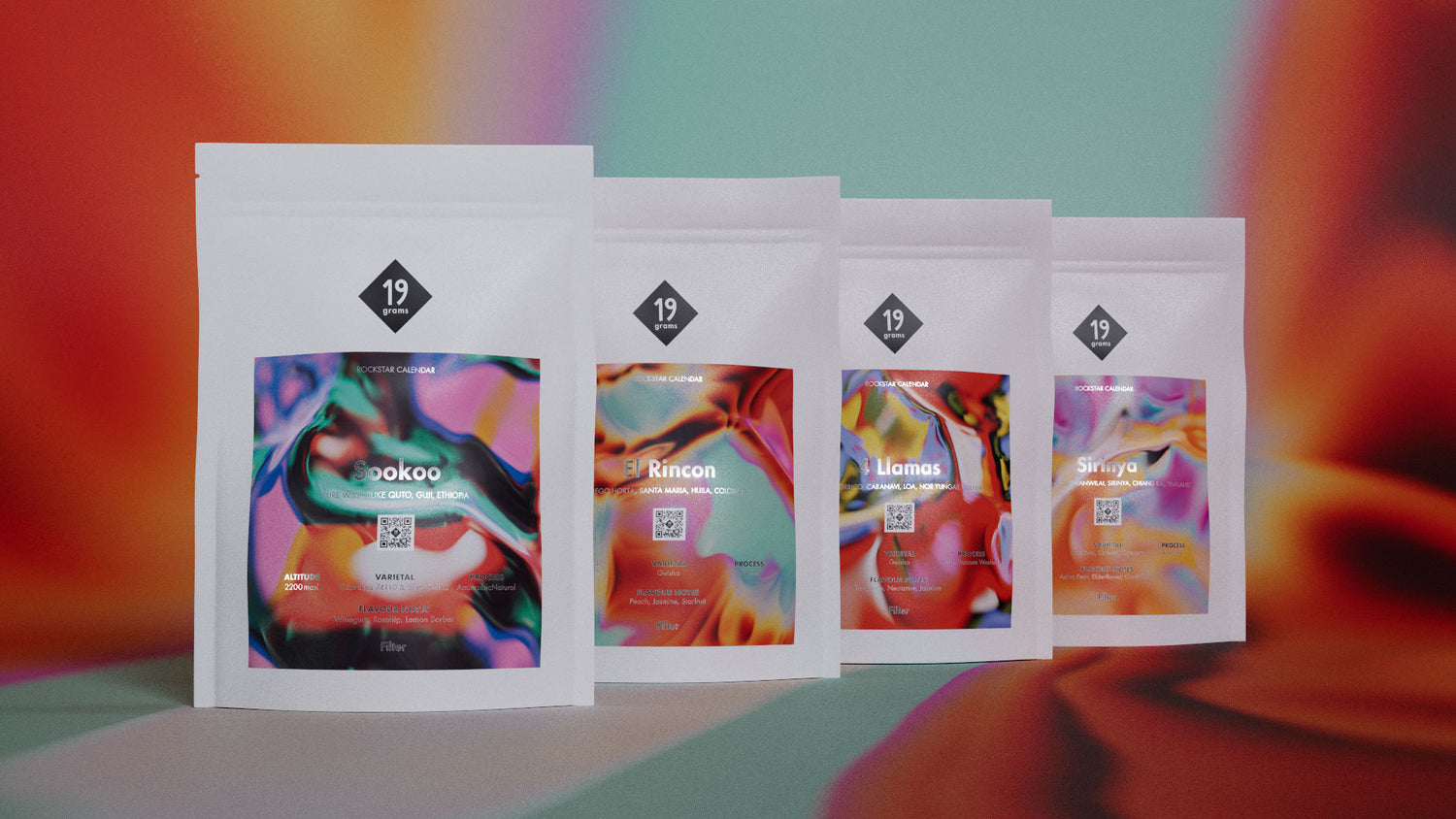 19grams Rockstar Sonntagsadventskalender mit bunten Hintergrund