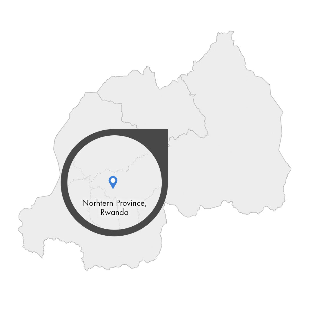 Herkunftskarte von Ruanda mit Vergrößerung der Northern Province – Kaffeeanbauregion für 19grams Specialty Coffee aus Ruanda

