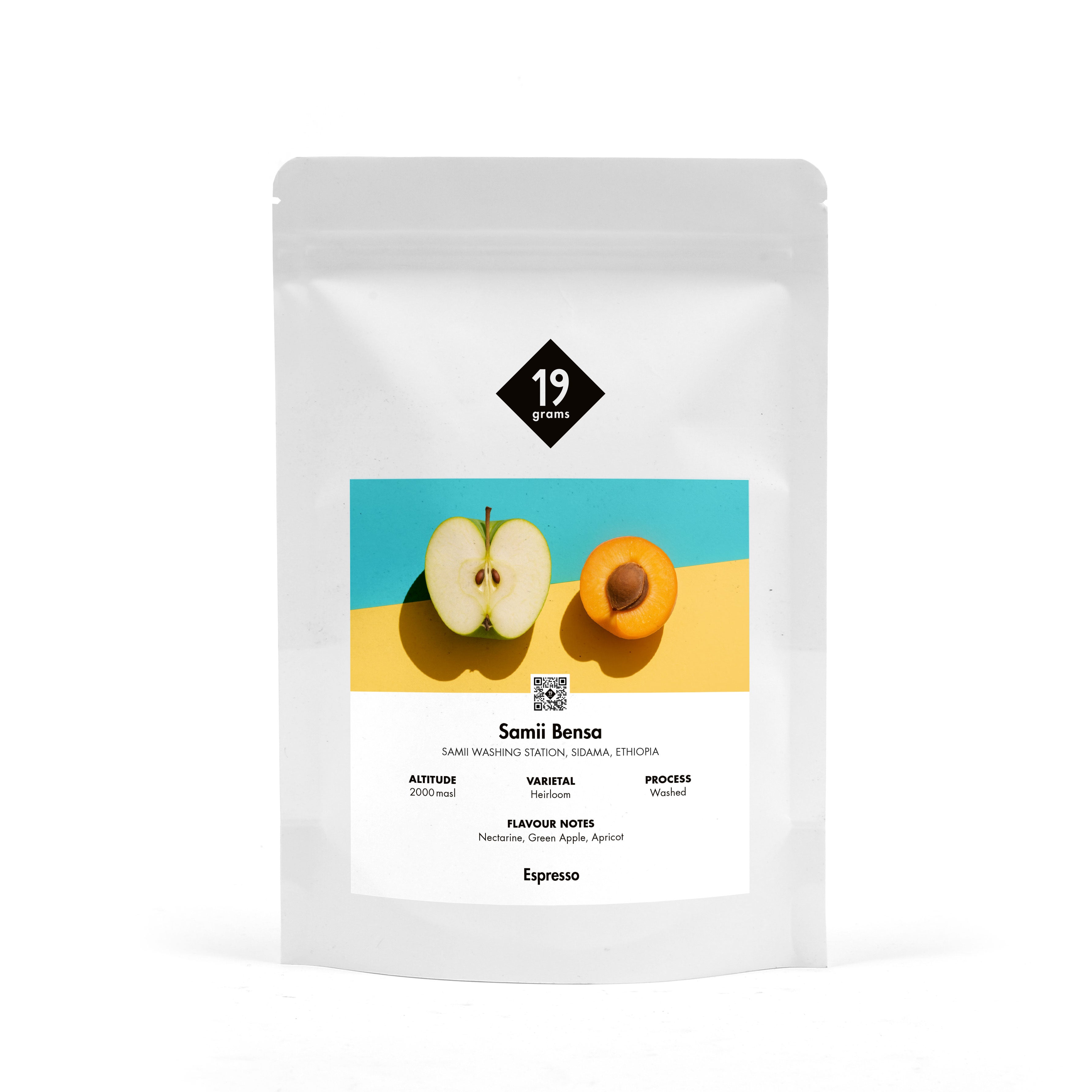 19grams Samii Bensa Espresso Tüte mit Apfel und Aprikose