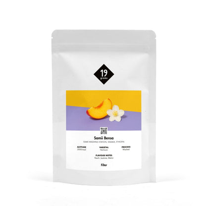 19grams Samii Bensa Filter Kaffee mit  Pfirsisch und Jasminblüte abgebildet