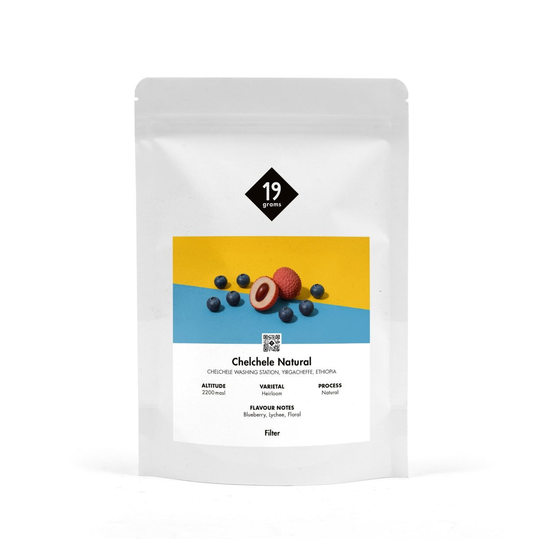 250g 19grams Chelchele Natural Filterkaffee mit Noten von Litschi und Blaubeere